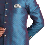 Handmade Royal Blue Leaf Pattern Brocade Silk Sherwani | Elegant Ethnic Wear | Jaipurio